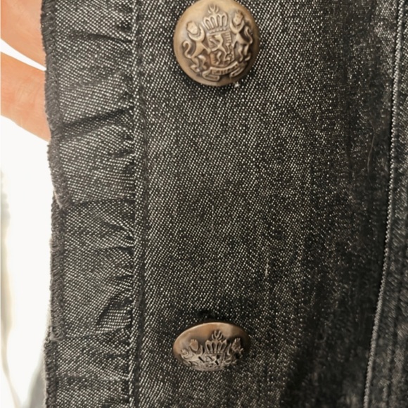 Sandro Denim Ruffle Jacket Tweed Pattern Women’s Petite Large Quiet Luxury - Picture 8 of 16